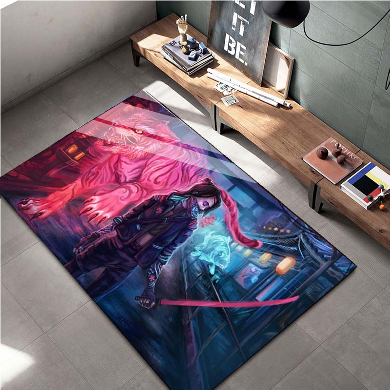 15 размеров Игровой ковер Cyberpunk-2O77, Ковер для гостиной, спальни, дивана, придверный коврик, украшение для дома, детский нескользящий коврик для пола