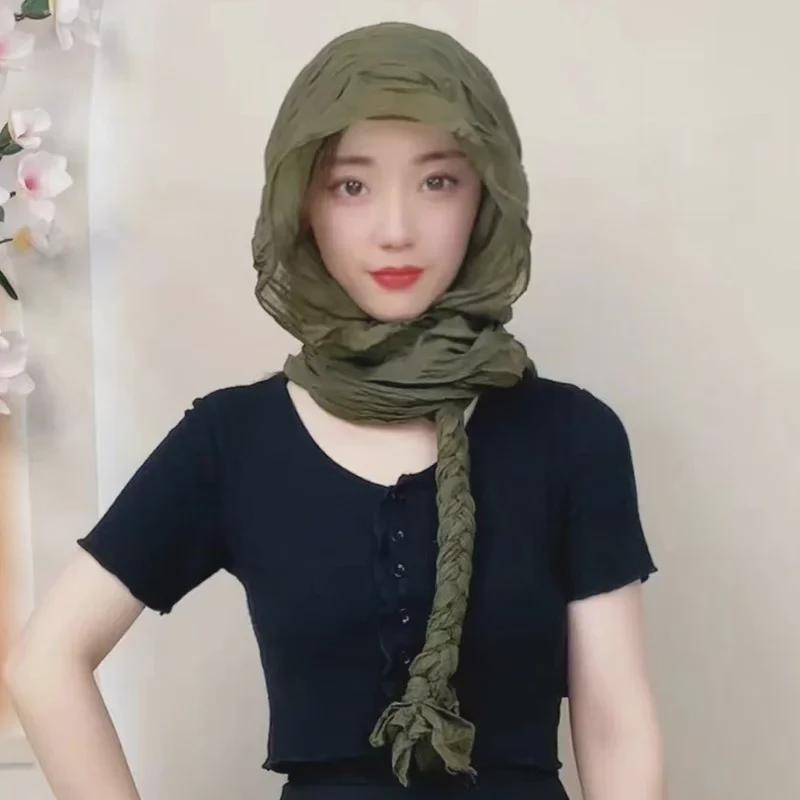 Hand-Woven Braided Headscarf for Girls - Fashionable Autumn/Winter Neck Collar & Headband