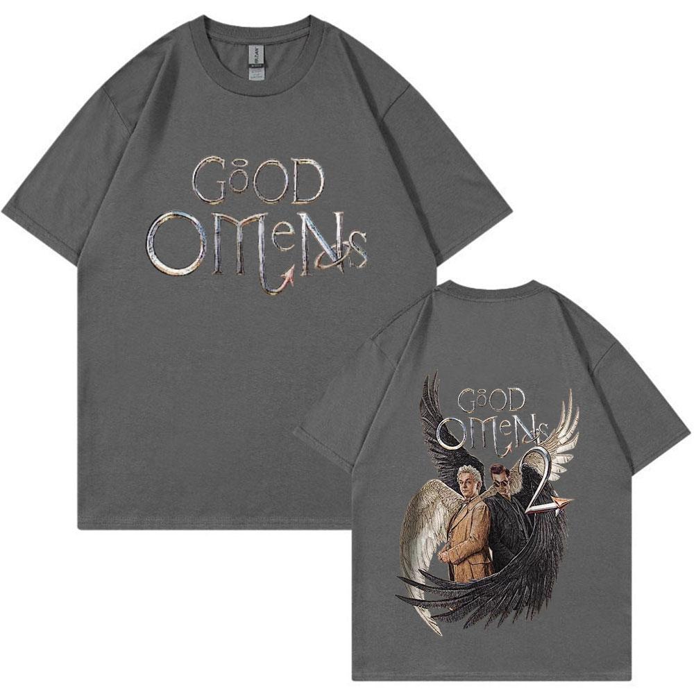 Винтажная графическая футболка Good Omens для мужчин, модная хлопковая футболка с коротким рукавом, унисекс, повседневная футболка оверсайз, уличная одежда Харадзюку