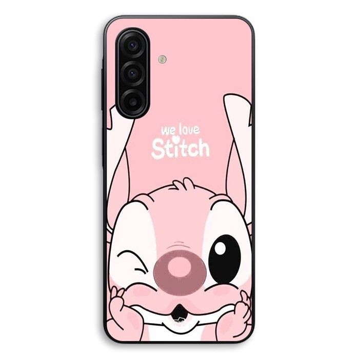 Coque Pour Samsung Galaxy A37 Stitch Angel mignon fond rose Maniacase