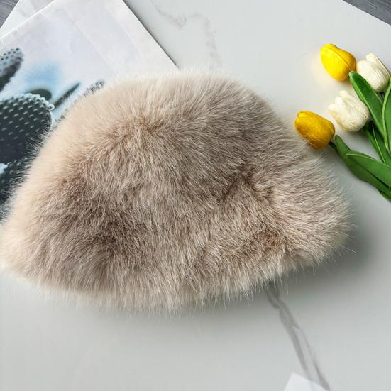 Women's Fuzzy Faux Fur Bucket Hat Winter Plush Furry Ladies Hat Fluffy Sherpa Fisherman Cap for Cold Weather