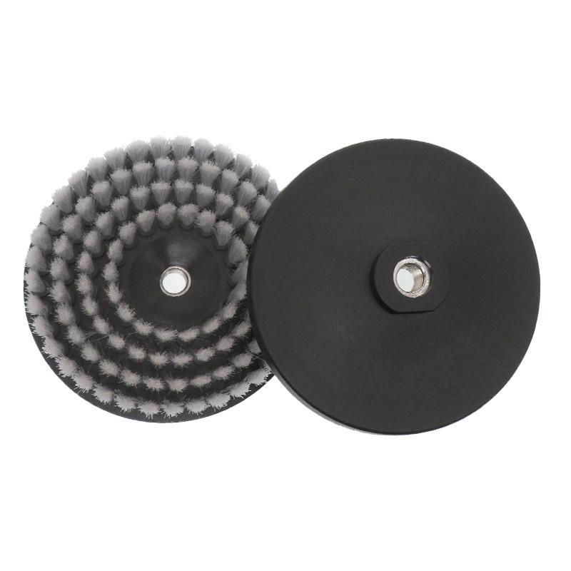 6" M14 Transparent Electric Cleaning Brush Set: Hollow Rodless, Round Brush, Drill Compatibility, Angle Grinder & Crevice Brush Heads.