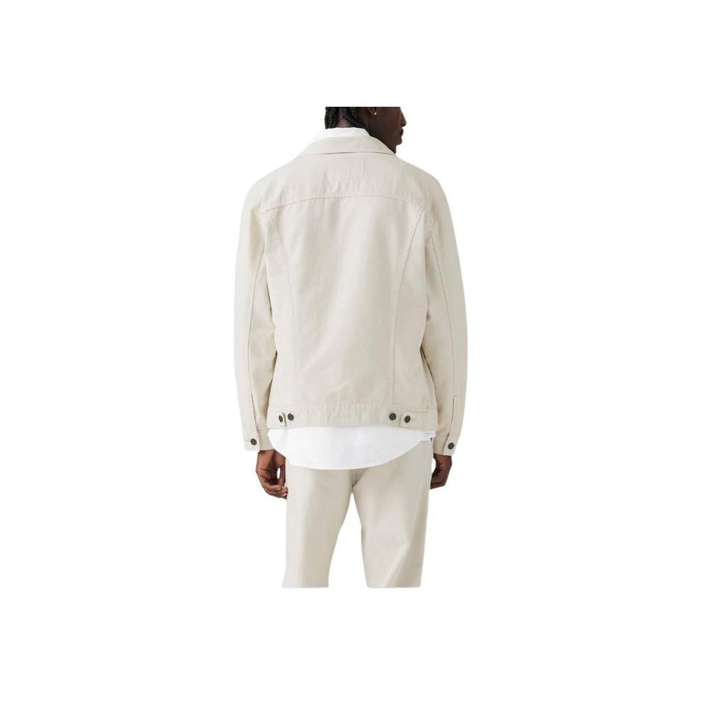 Куртка Levis SS25 из льна и денима, свободного кроя, с заостренным воротником, с логотипом на переднем кармане, мужская, белая A5782-0063
