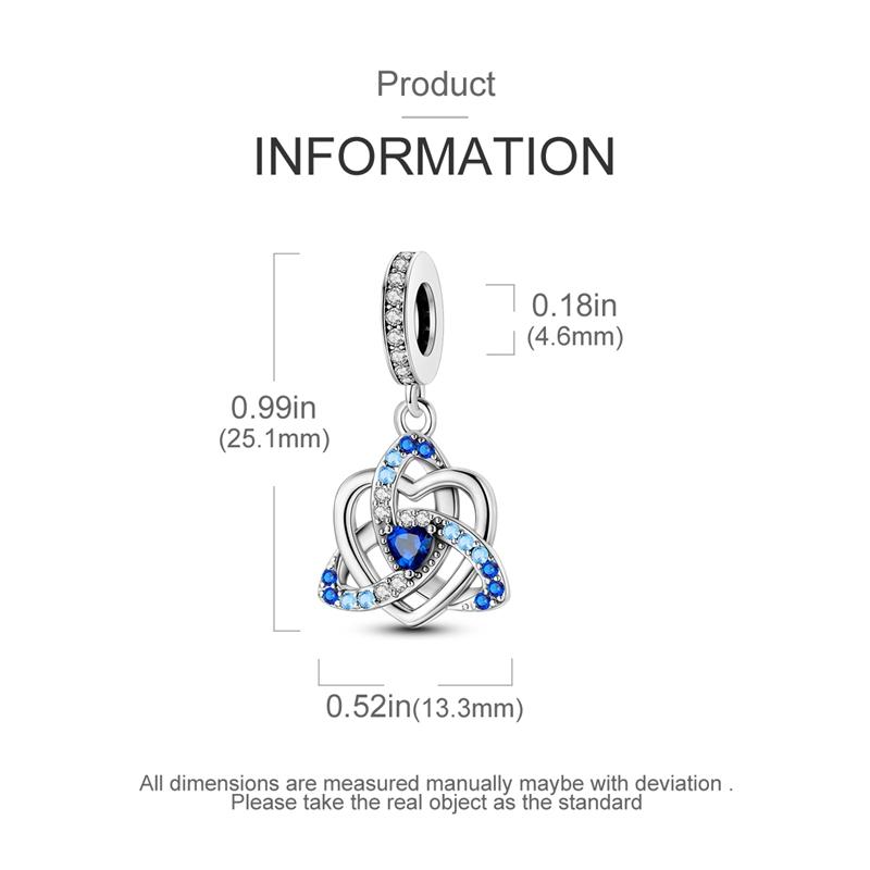 Подвеска Шарм Бусина Медь Синий Подвески Бесконечная Любовь Подходят для Оригинального Браслета Для Изготовления Ювелирных Изделий Подарок на День Святого Валентина