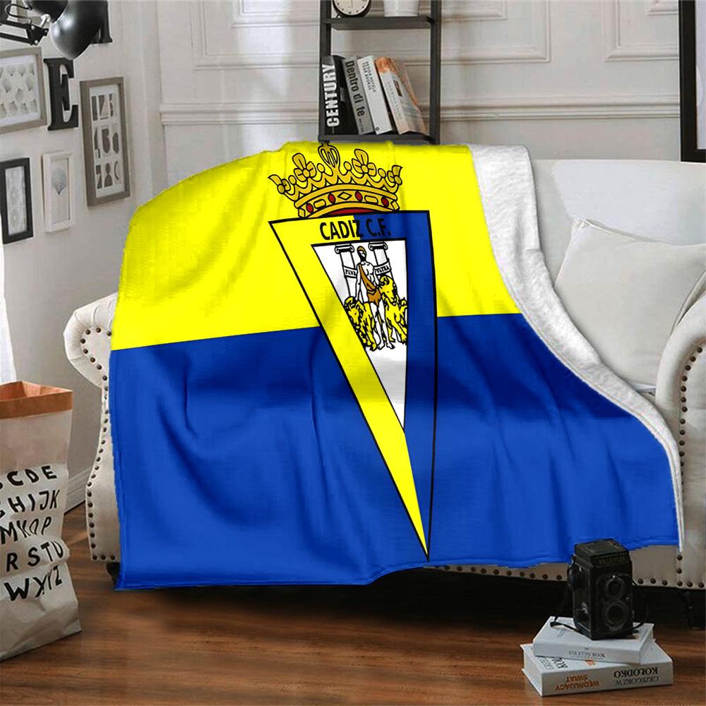 Cadiz Cf Badge Design Flannel Blanket, Soft Polyester, Modern Design, All-Season for Camping, Travel, Gifts for holidays or birthdays