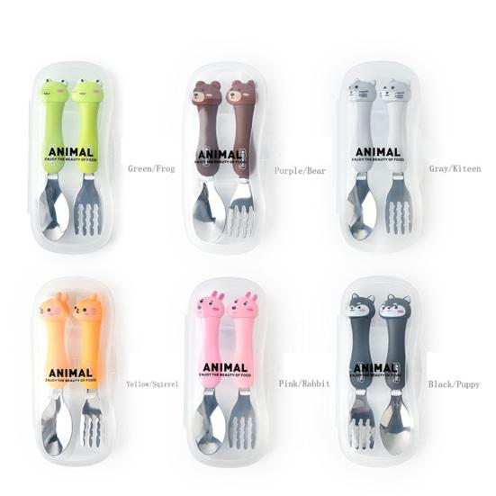 Универсальная гладкая кромка, удобная и безопасная детская обучающая ложка, вилка, набор посуды для ежедневного использования