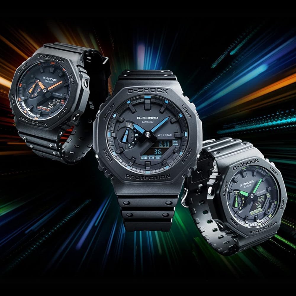 G-Shock GA2100-1A2 Neon Accent Watch Blue, Water Resistant, Analog-Digital Display