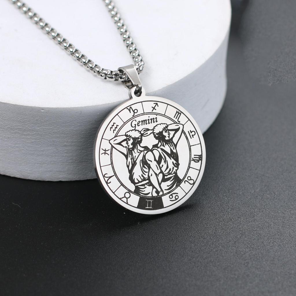 Ожерелье со знаком зодиака для мужчин и женщин лучшему другу, собачьи жетоны, подарок на день рождения, ожерелье с 12 созвездиями, кулон, ювелирное изделие для пары, подарок