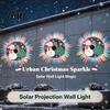 Christmas Tree Projection Lights Outdoor Solar Fence Light, Waterproof Cute Snowman Xmas Decorative Hollow Metal Lamps Projector Wall Light for Garden