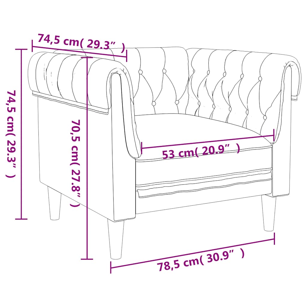 Chesterfield Armchair Black Fabric