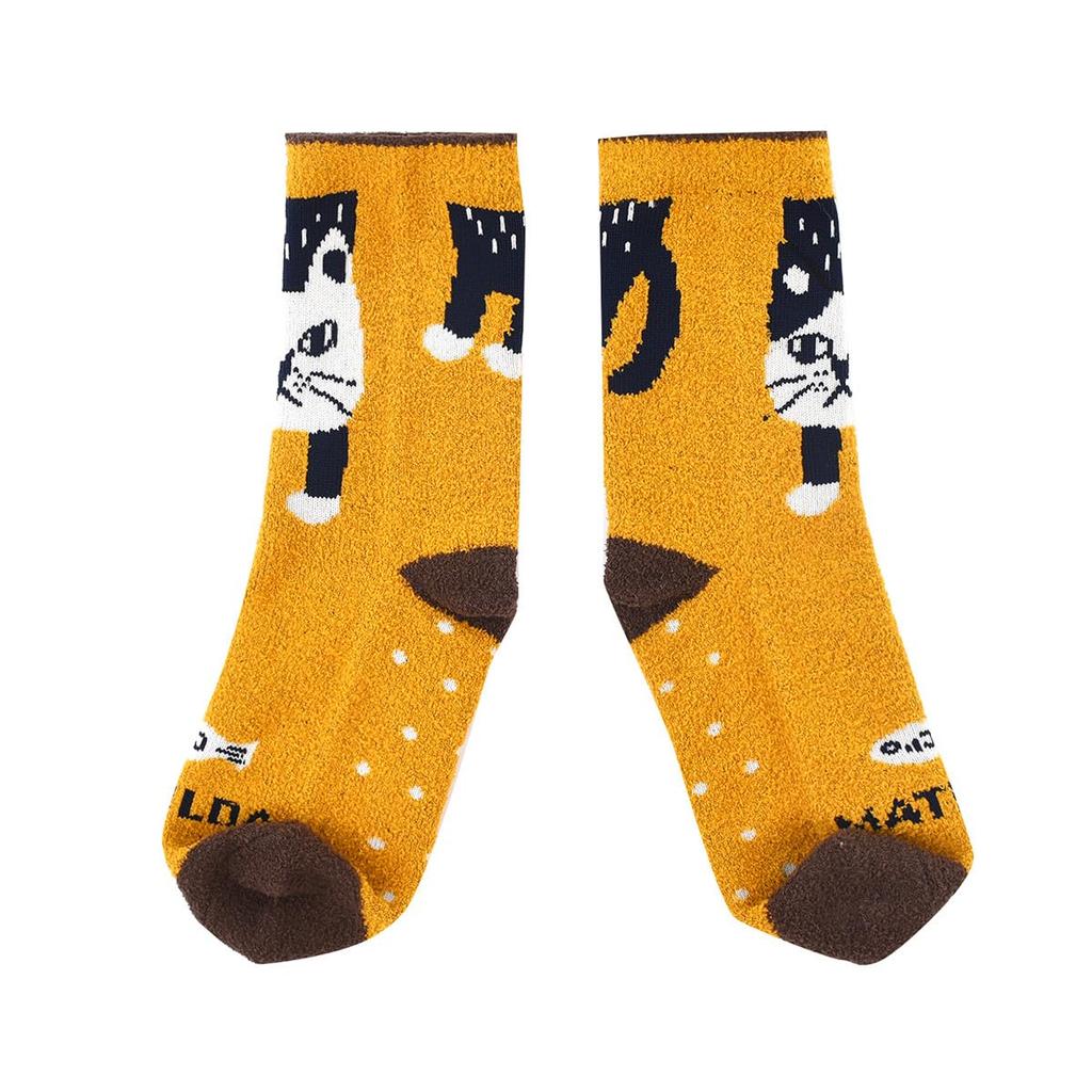 Stylish and cute boucle socks for featuring a Matilda Perfect for nursery Product women, print. teachers. code 23-6724 (#1/MU Mustard).