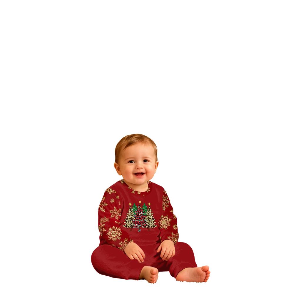 Семейный комплект пижамы с рождественским принтом, с длинным рукавом и длинными штанами