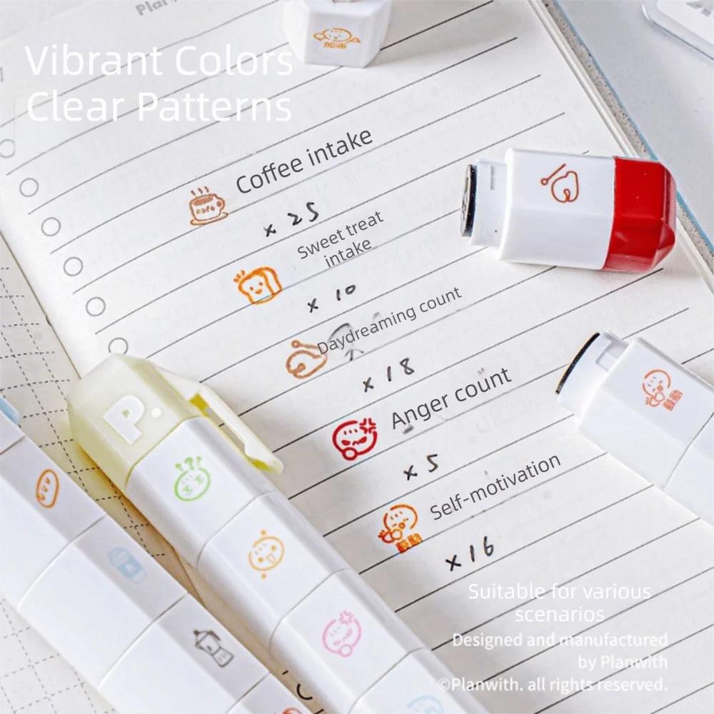 Cute Detachable Arrival Cute To Do List Journal Stamp Multi-Head Portable Diary Seal Stamp Mark for Scrapbook Journal