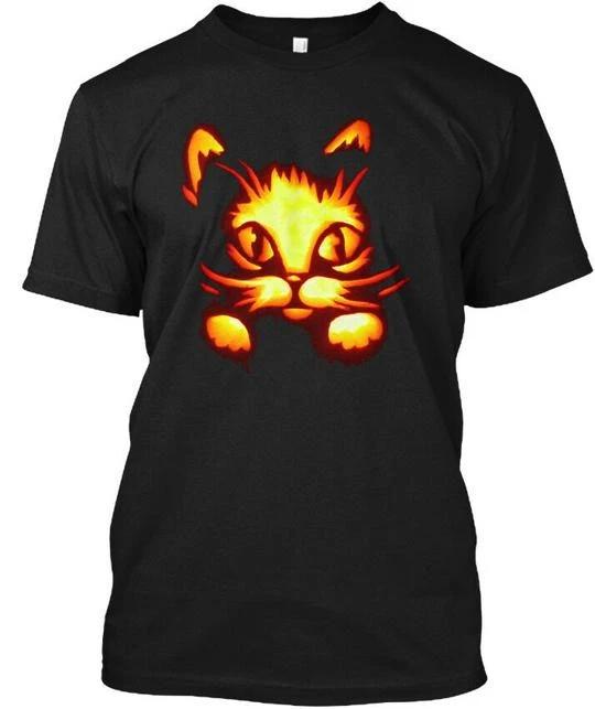 Хэллоуин Кот Тыква Вырезание TTshirt Сделано в США Размер от S до 5XL