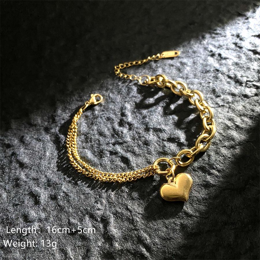 Двухслойный титановый браслет в европейском и американском хип-хоп стиле с римскими цифрами и подвеской в виде четырехлистного клевера