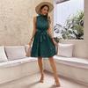 Women's Fashion Summer Spring Leopard Print Sleeveless Half Turtleneck Casual Dresses