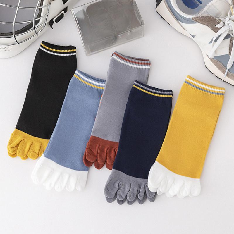 Five-finger Socks, Men's Cotton Socks, Mid-calf Socks, Breathable and Sweat-absorbing Toe Socks, Summer Thin Anti-athlete's Foot Short Socks