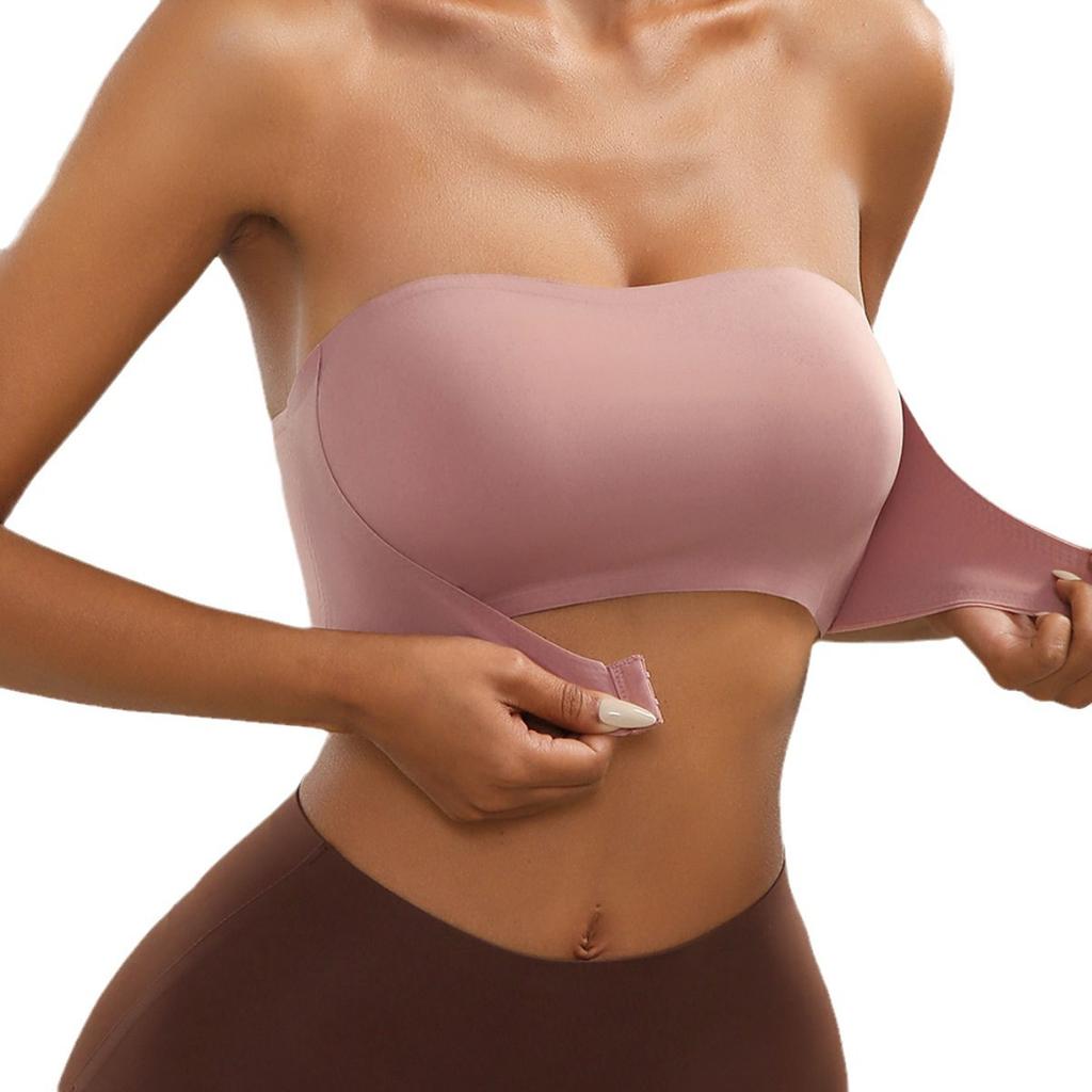 Strapless Front Buckle Underwear Gather Top Support Chest Wrap Tube Top Women's Seamless Steel Ring Bra