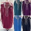 African-European American Chiffon Hot Drilling Long Dress, Middle Eastern Muslim Style, Short Sleeve Women's Clothing, Model 8623