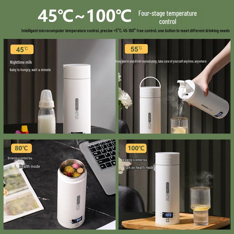 110 В США Портативный дорожный чайник с контролем температуры, Маленькая электрическая чашка для нагрева воды, Отображение в градусах Фаренгейта