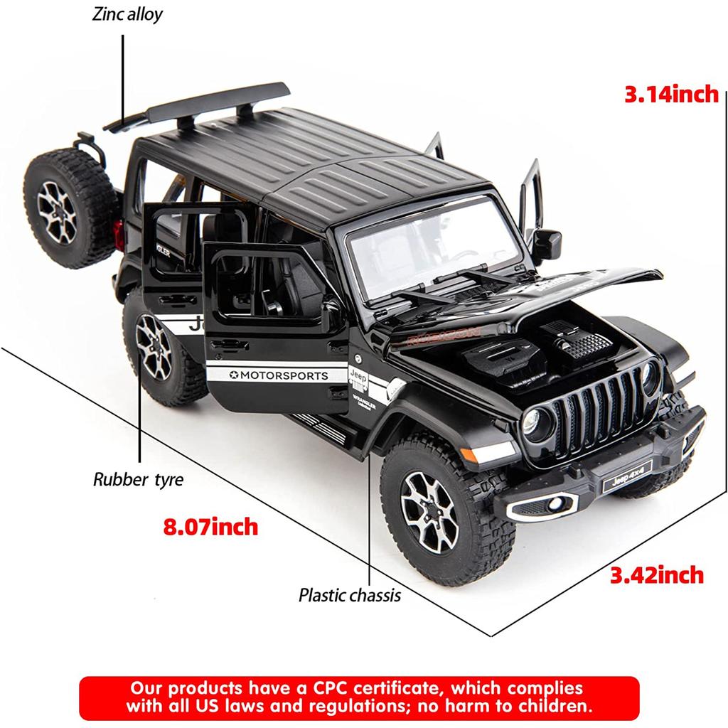 1/22 Масштаб Wrangler, литая под давлением внедорожная модель автомобиля, игрушечная модель автомобиля, 7 открытых дверей, выдвижной игрушечный автомобиль со звуком и светом для детей, коллекция подарков для мальчиков и девочек