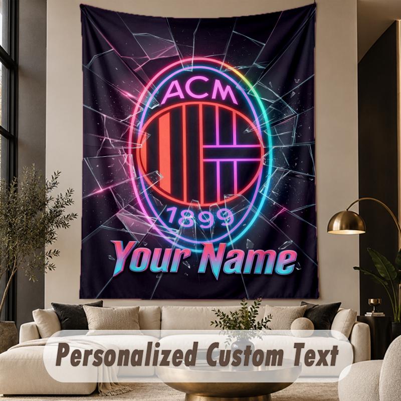 Custom Text Tapestry AC Milan Print Wall Tapestry Indoor Living Room Wall Decor