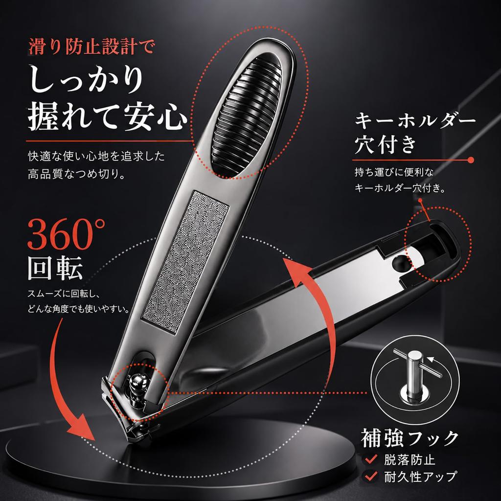 Premium Stainless Steel Nail Clippers with Sharp and Glass Nail Features a curved blade for ergonomic rust and is Suitable for thick nails and Blades,