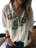 Colorful cartoon element printed lapel shirt women's loose casual and comfortable single-breasted commuter top