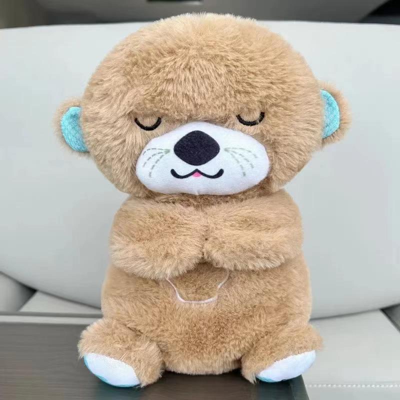 Baby Plush Doll Breathing Bear Newborn Soothing Sleep Playmate Otter Toy Kids Music Sleeping Companion Sound Light Doll Toy Gift