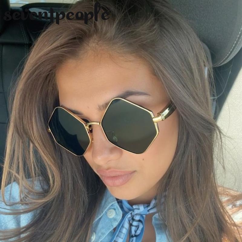 Маленькие шестиугольные солнцезащитные очки в стиле стимпанк для женщин, роскошный бренд, классическая металлическая оправа, многоугольные панк-солнцезащитные очки для дам, очки, солнцезащитные очки