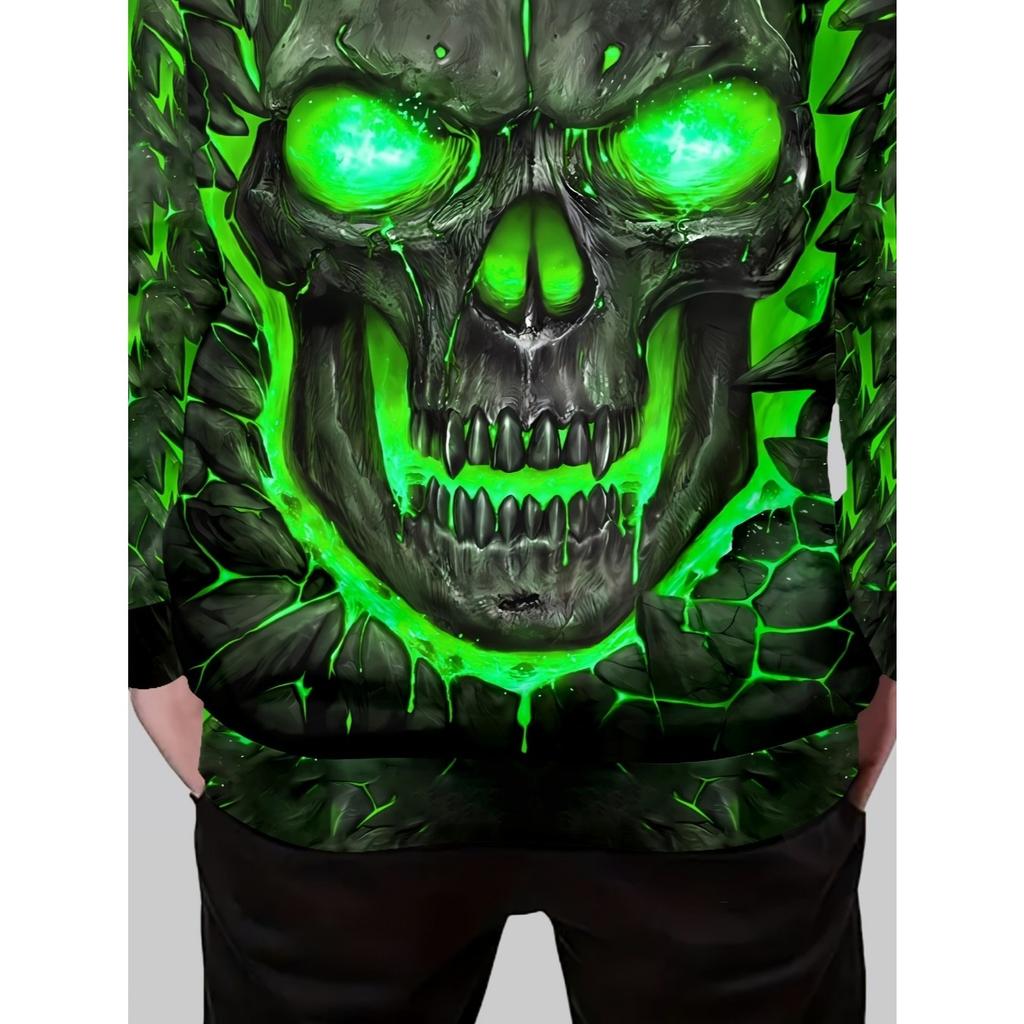 Повседневное худи для мальчиков с 3D-принтом - Худи с длинным рукавом и круглым вырезом для улицы