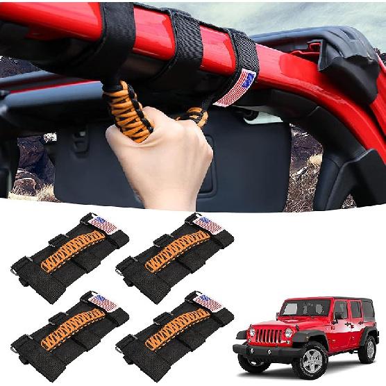 GAIZON 4 шт. Ручки для захвата Паракорд Дуга безопасности Для Jeep Wrangler Аксессуары CJ YJ TJ JL JK LJ JLU JKU Sahara Freedom Rubicon, Gladiator JT 1955-