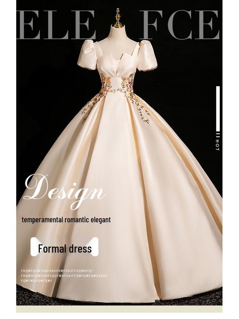 Женское вечернее платье из французского сатина 2025 года для помолвок, тостов и мероприятий