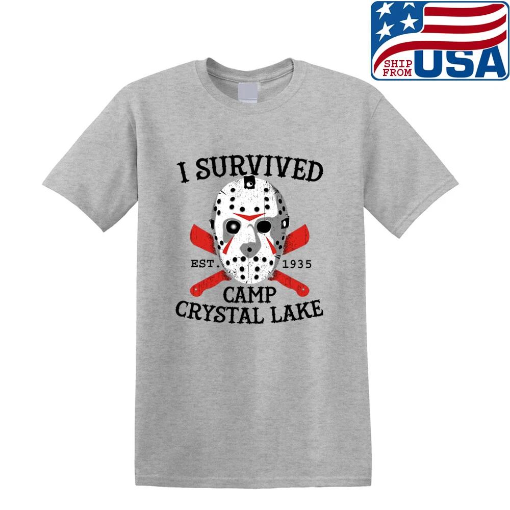 Camp Crystal Lake Jason Friday The 13th Men's Grey Size S to 5XL