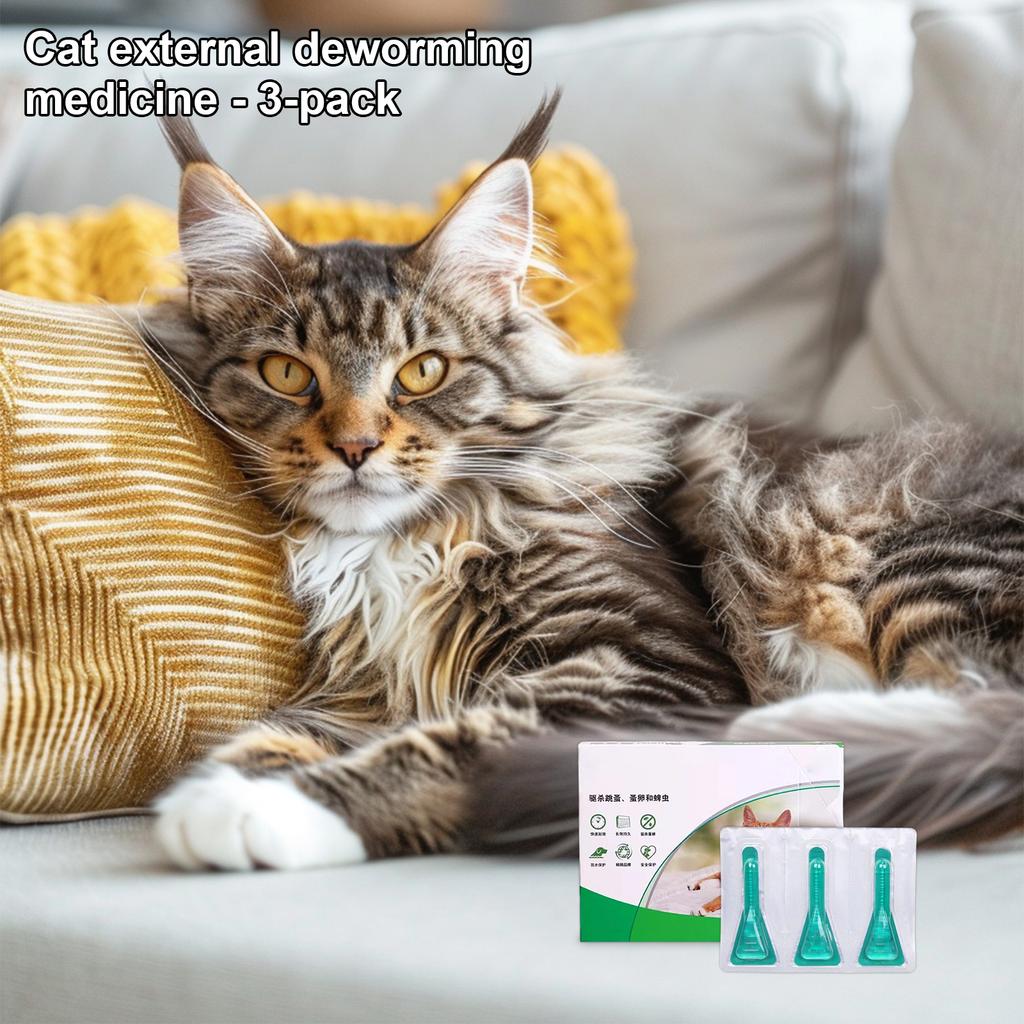 3 упаковки (всего 1,5 мл) Местное противопаразитарное средство для лечения и профилактики заражения блохами и клещами у кошек и собак