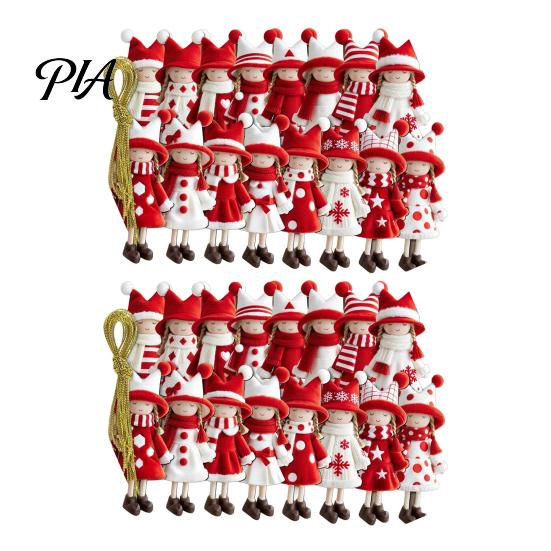 Lightweight Wood Ornaments Red And White Doll Hanging Pendants for Christmas Tree, Decorative Wooden Girls Decorations Ornament, Seasonal Tree