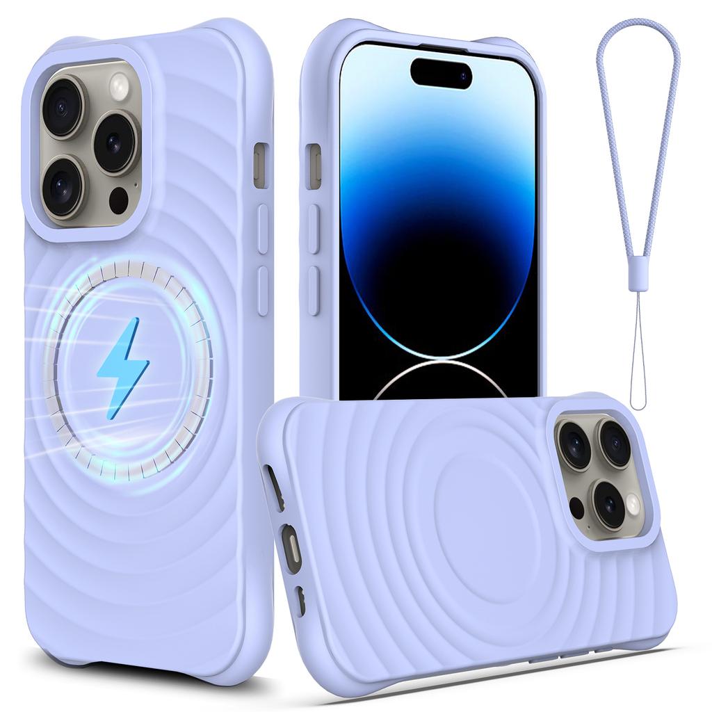 For iPhone 14 Pro Case Water Ripple Texture Liquid Silicone Slim Phone Shell Compatible with MagSafe
