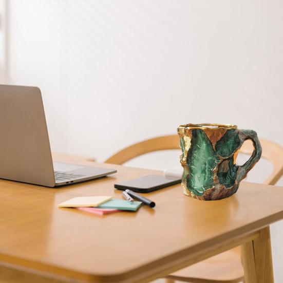 Кофейные кружки, искусственный хрусталь, минеральная кофейная кружка, 11 унций, смоляная чайная кружка для домашнего офиса, термокружка для питья из искусственного хрусталя, подарок для любителей кофе