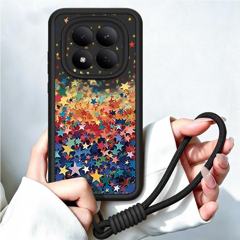 Чехол-шнурок с принтом разноцветных звезд для Xiaomi 14T 13T Pro Redmi Note 15 Pro 4G 14 13 Pro+ 5G Ударопрочный бампер Мягкая крышка