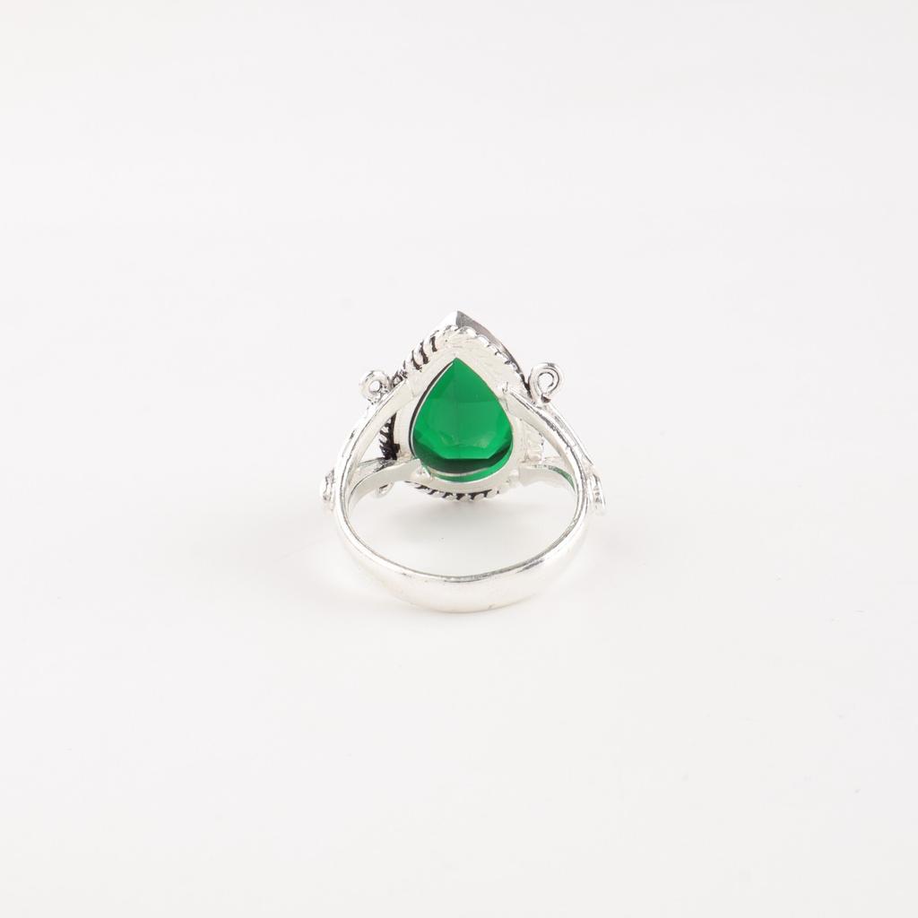 Green Onyx Gemstone 925 Sterling Silver Jewelry Handmade Women's Ring For Gift RR-57-17