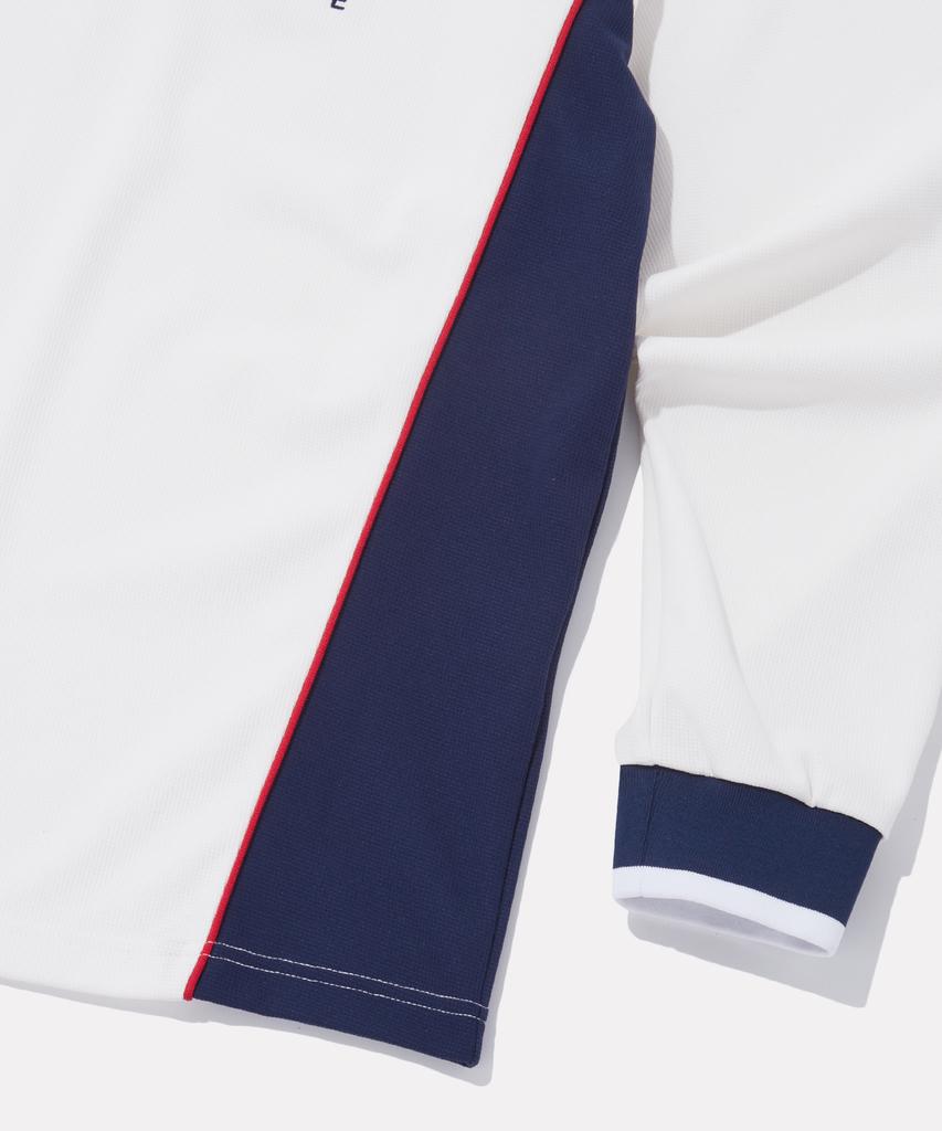 REEBOK Side Color Block Waffle Collar T-Shirt - Off White