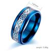 [Rockyu] ring men's Fashionable amulet dragon crest ring durability carbon fiber stainless Compatible with metal allergies dragon crest black/blue/red