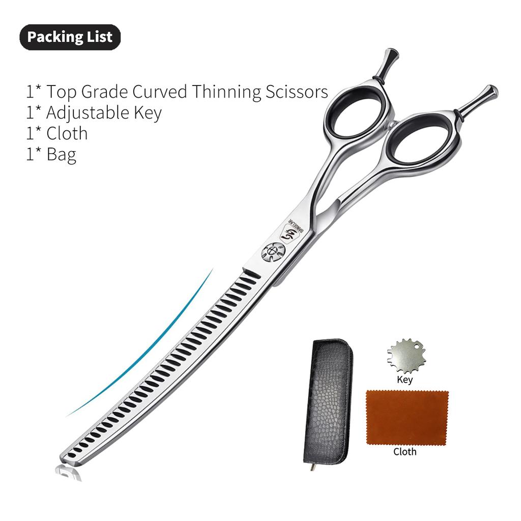 SANGELAR 7 Inch Japan 440c Curved Chunker Scissors Paint Shaped Scissors Pet Grooming Shear Special Design