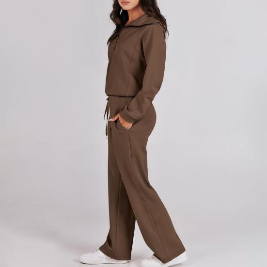 Женские костюмы-двойки, осенние повседневные спортивные костюмы с полумолнией, комплект для отдыха, пуловер с длинным рукавом и брюки с широкими штанинами, комплекты спортивных костюмов