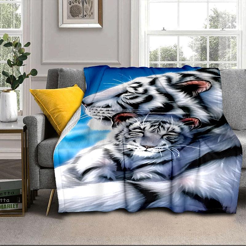 White Tiger Family Blanket Flannel Blanket for bed, sofa, Camping, Hiking, Picnic Essentials, gift for family Fan gifts