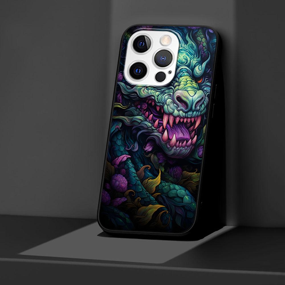 Мультяшный чехол с драконом для Apple iPhone 14 11 7 SE 2020 8 X XS 13 12 Mini XR 15 Pro Max Силиконовый Черный Мягкий Чехол для Телефона