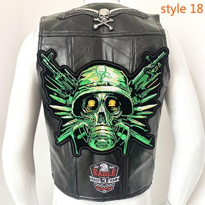 Европейский мотоциклетный жилет Harley, кожаный жилет, куртка для верховой езды, мужская кожаная куртка на плечо, био-зеленый волшебный дизайн значка с вышивкой