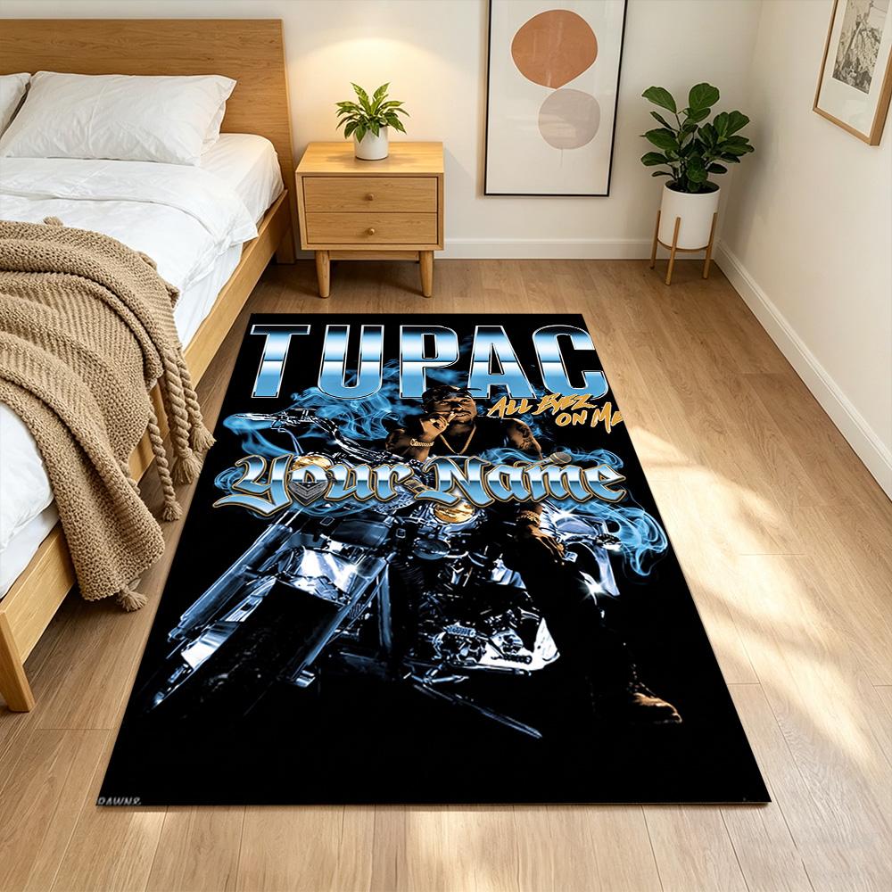 2pac Personalized Name Floor Mat Design for Kitchen Bedrooms Foyer Game Room Antislip Carpet Anime Office Decor Perfect Gift for Women/Men