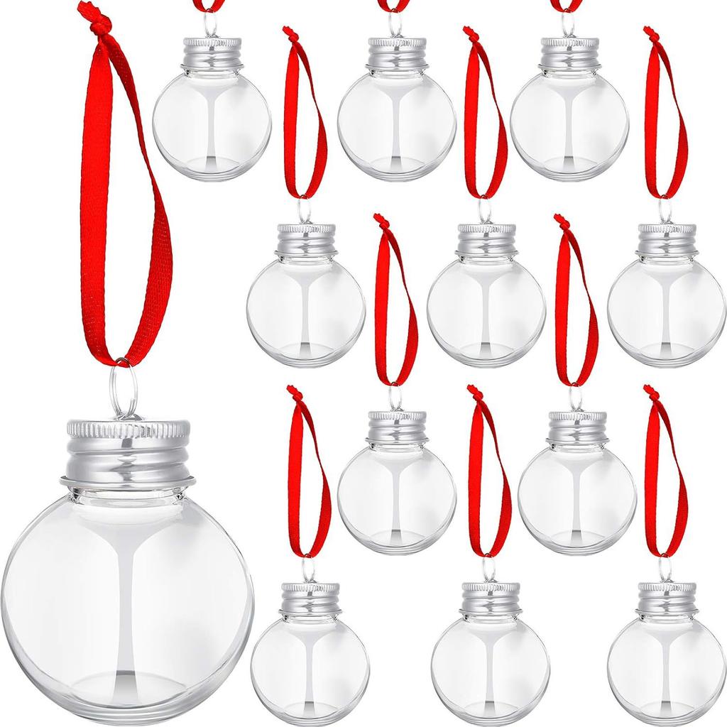 10Pcs Christmas Tree Ornament Fillable Booze Water Bottle Bulbs Shape Plastic Clear Christmas Ball Pendant Home Party Decor