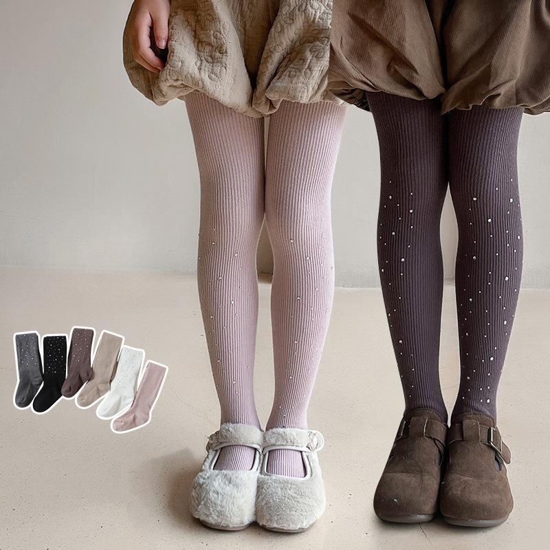 Spring and Autumn's New Sparkling Diamond Starry Sky Soft Cotton Pantyhose Thin Vertical High-elasticity Tight-fitting Pantyhose for Little Girls